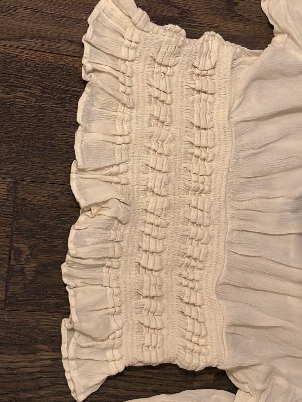 Free People Cream V-Neck Smocked Waist Blouse - Picture 6 of 9